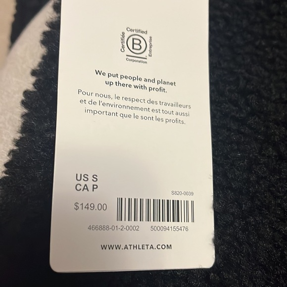 Athleta black cozy Sherpa snap 1/4 snap sweatshirt, small, new - Picture 9 of 14
